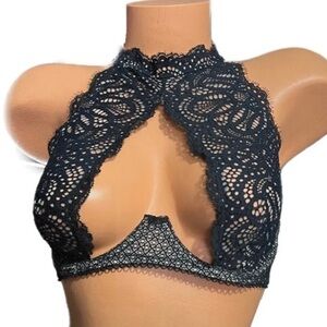 Victoria's Secret Black Lace Halter Bralette | 34C | Black